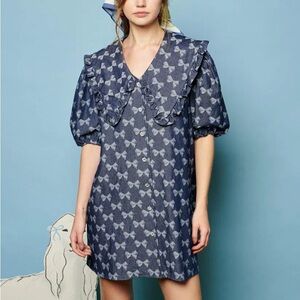 Sister Jane denim Bow mini dresss